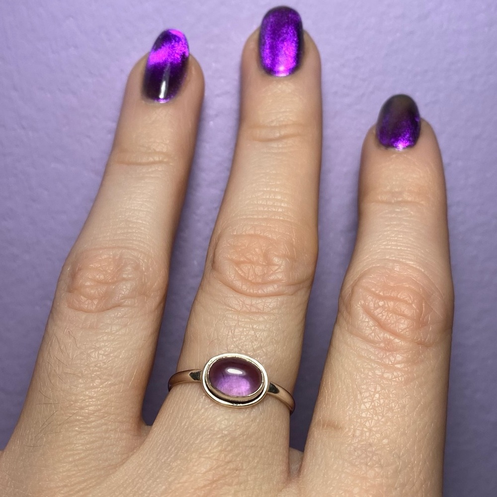 AMETHYST CABOCHON IN 925 STERLING SILVER RING - Picture 6 of 13